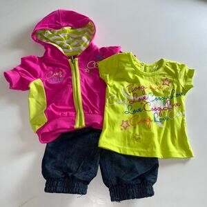 Vintage y2k Toddler Neon Color Coogi Track Suit 3 Piece Set Size 12M (0086)